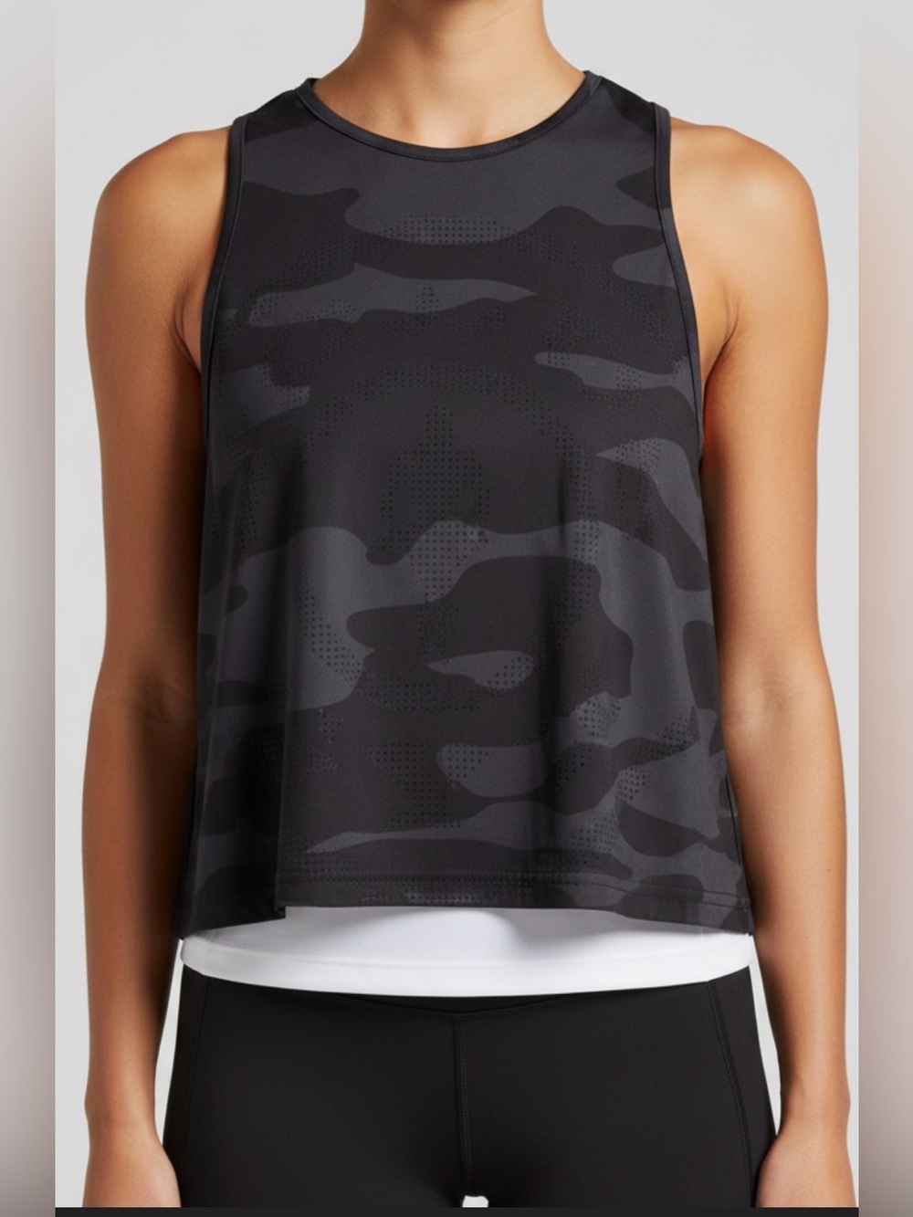 Golds Gym- Cropped Black Camo Tank - Small